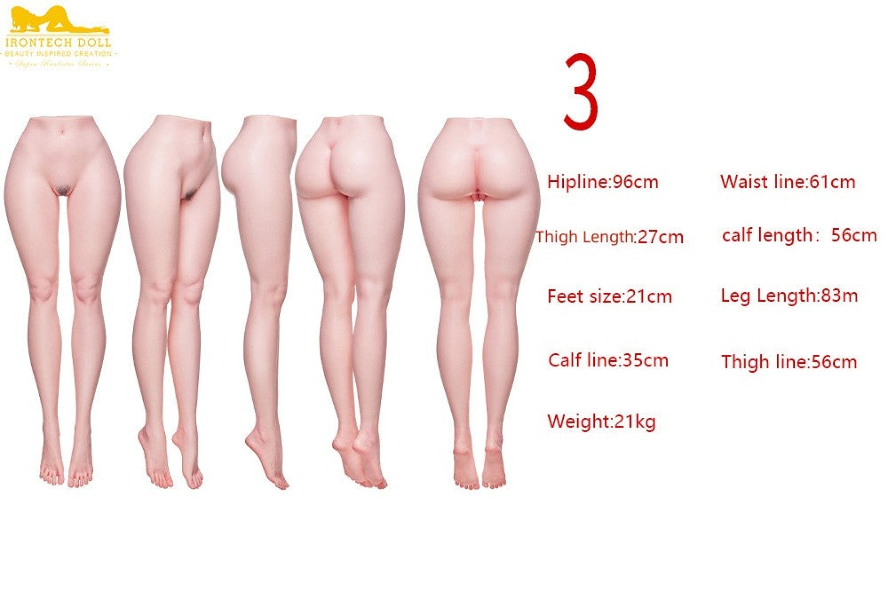 2'7" (83cm) Silicone Torso Legs - IronTech Doll®