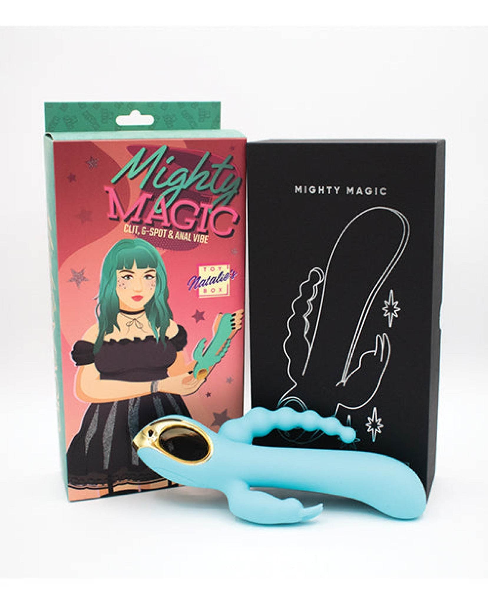 Natalie's Toy Box Mighty Magic Clit, G-Spot & Anal Vibrator - Aqua - SEX LOVE DOLLS