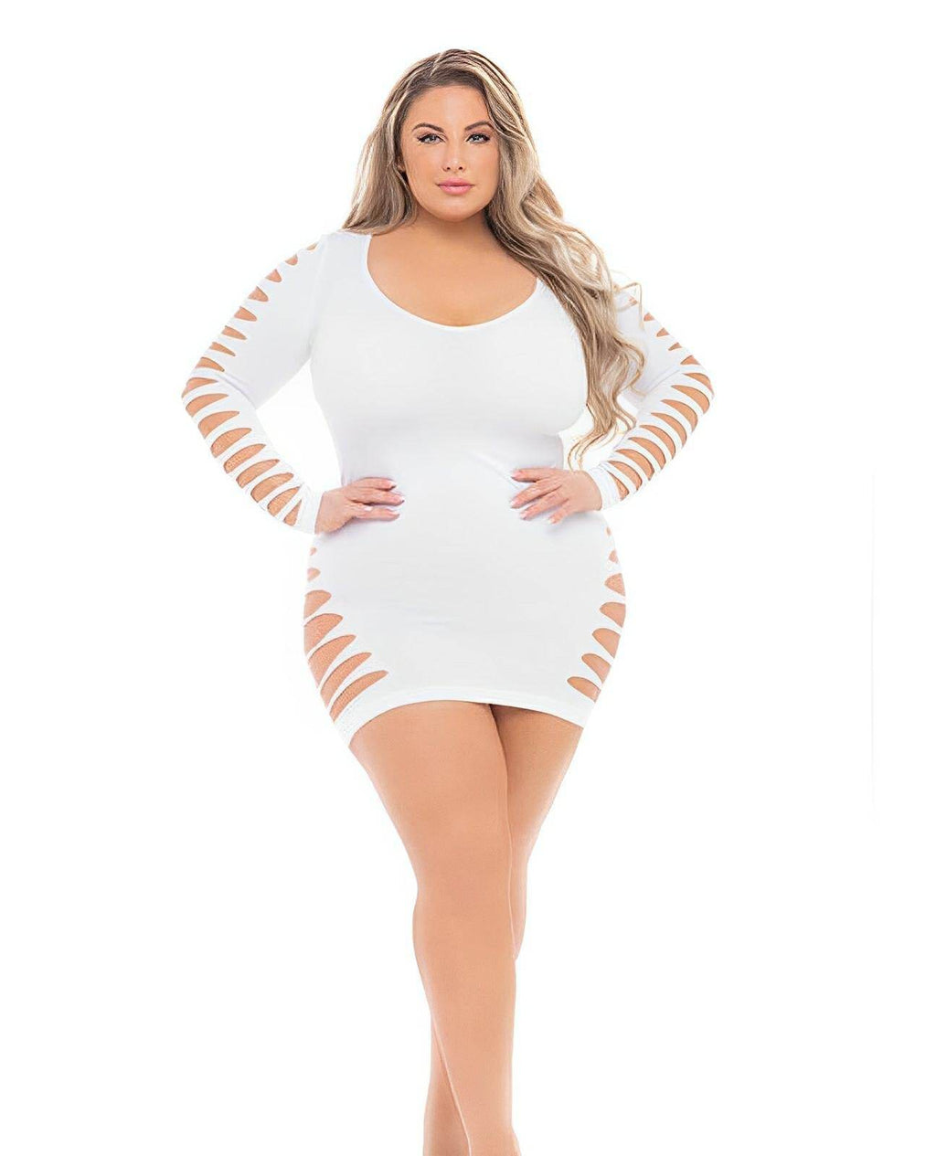 Pink Lipstick Bold Babe Longe Sleeve Dress (fits Up To 3x) Qn - SEX LOVE DOLLS