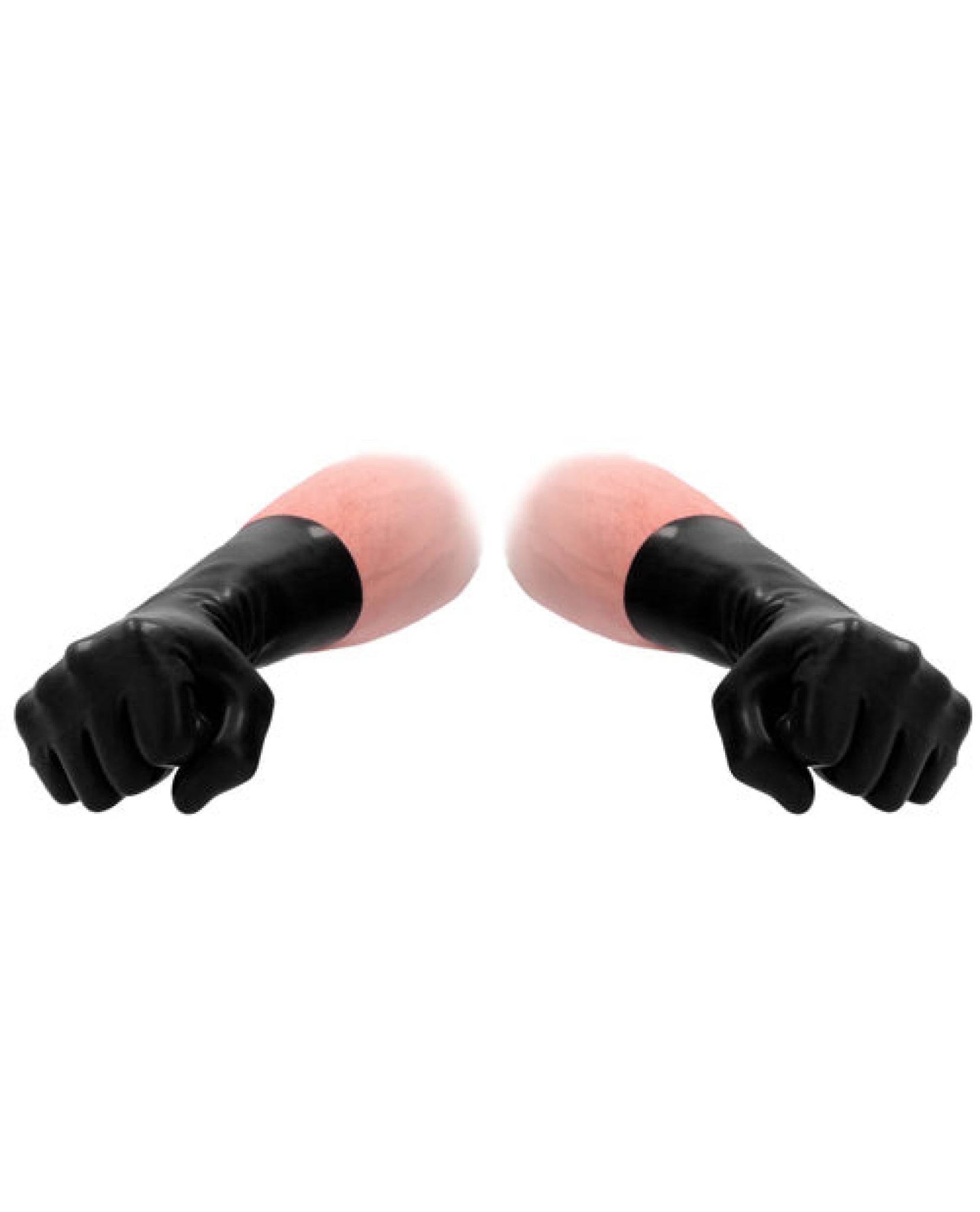 Shots Fist It Latex Short Gloves - Black - SEX LOVE DOLLS
