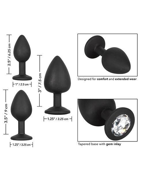 Silicone Gem Anal Kit - Black - SEX LOVE DOLLS