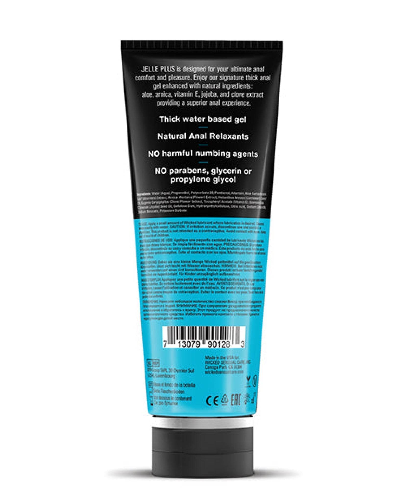 Wicked Sensual Care Jelle Plus Water Based Anal Lubricant with Relaxants - 4 Oz - SEX LOVE DOLLS